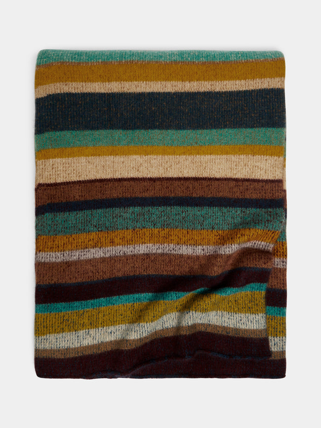 The Elder Statesman - Hand-Dyed Cashmere Striped Blanket - Green - ABASK - 