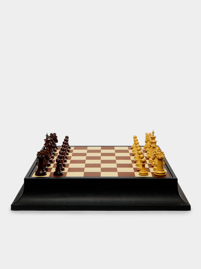 Geoffrey Parker - Championship Staunton Leather Chess Set - Black - ABASK - 