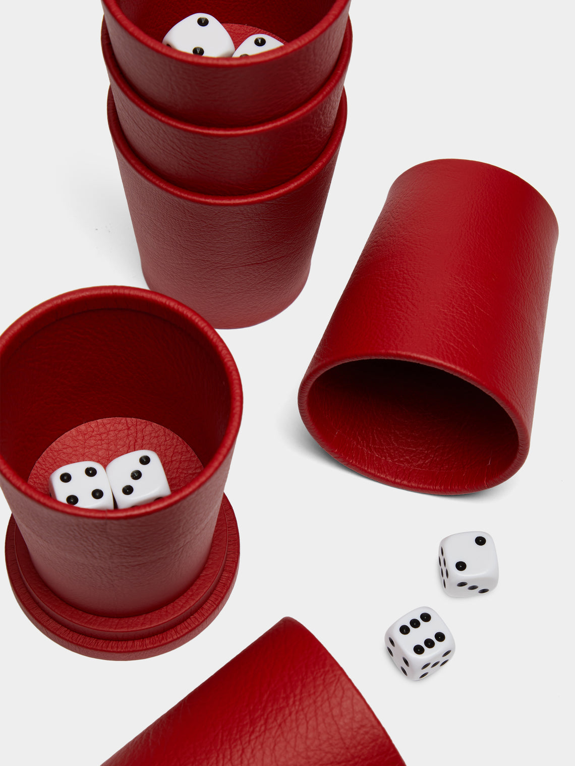 William & Son - Leather Liar Dice Set - Red - ABASK