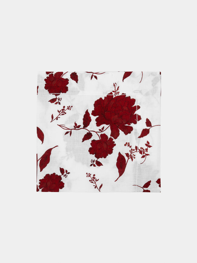 Emilia Wickstead - Floral Linen Napkin (Set of 4) - Red - ABASK - 
