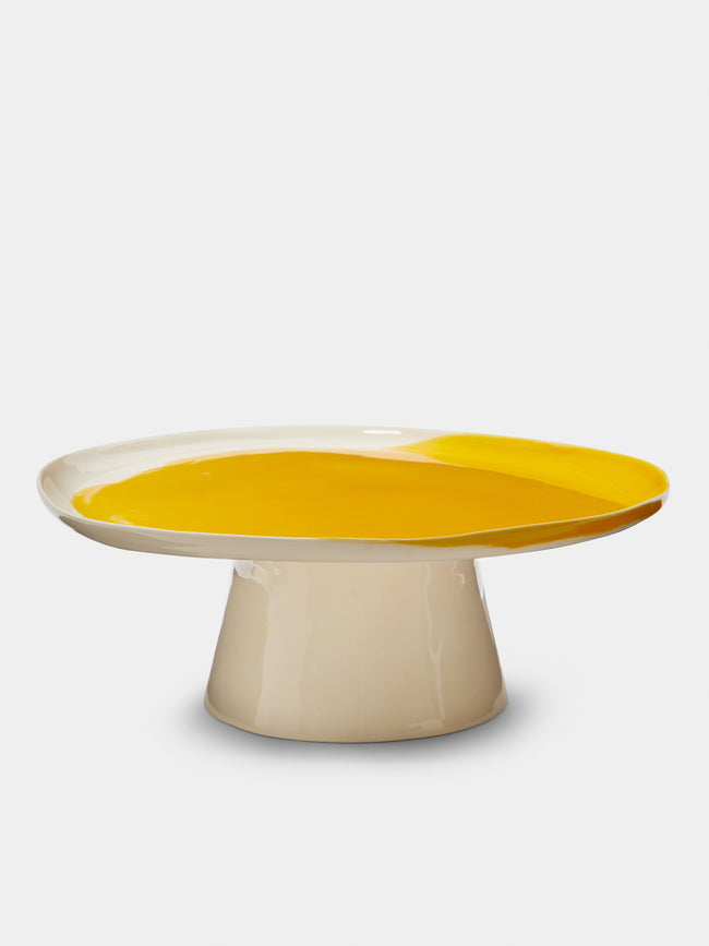 Pottery & Poetry - Hand-Glazed Porcelain Cake Stand - Yellow - ABASK - 