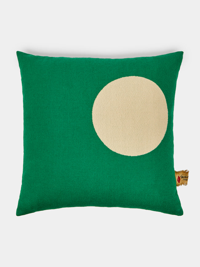 The House of Lyria - Polka Dot Handwoven Wool Cushion - Green - ABASK - 