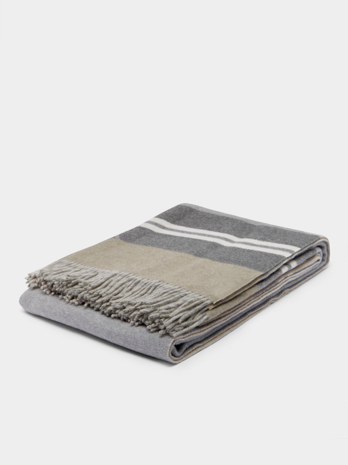 Brunello Cucinelli - Cashmere Striped Blanket - Grey - ABASK