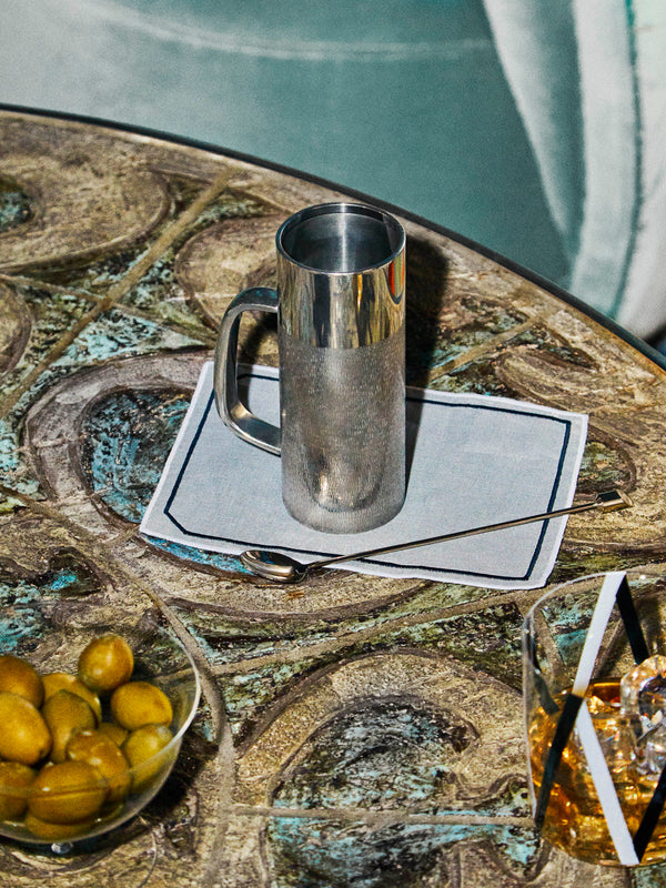 Los Encajeros - Octo Embroidered Linen Cocktail Napkins (Set of 6) -  - ABASK