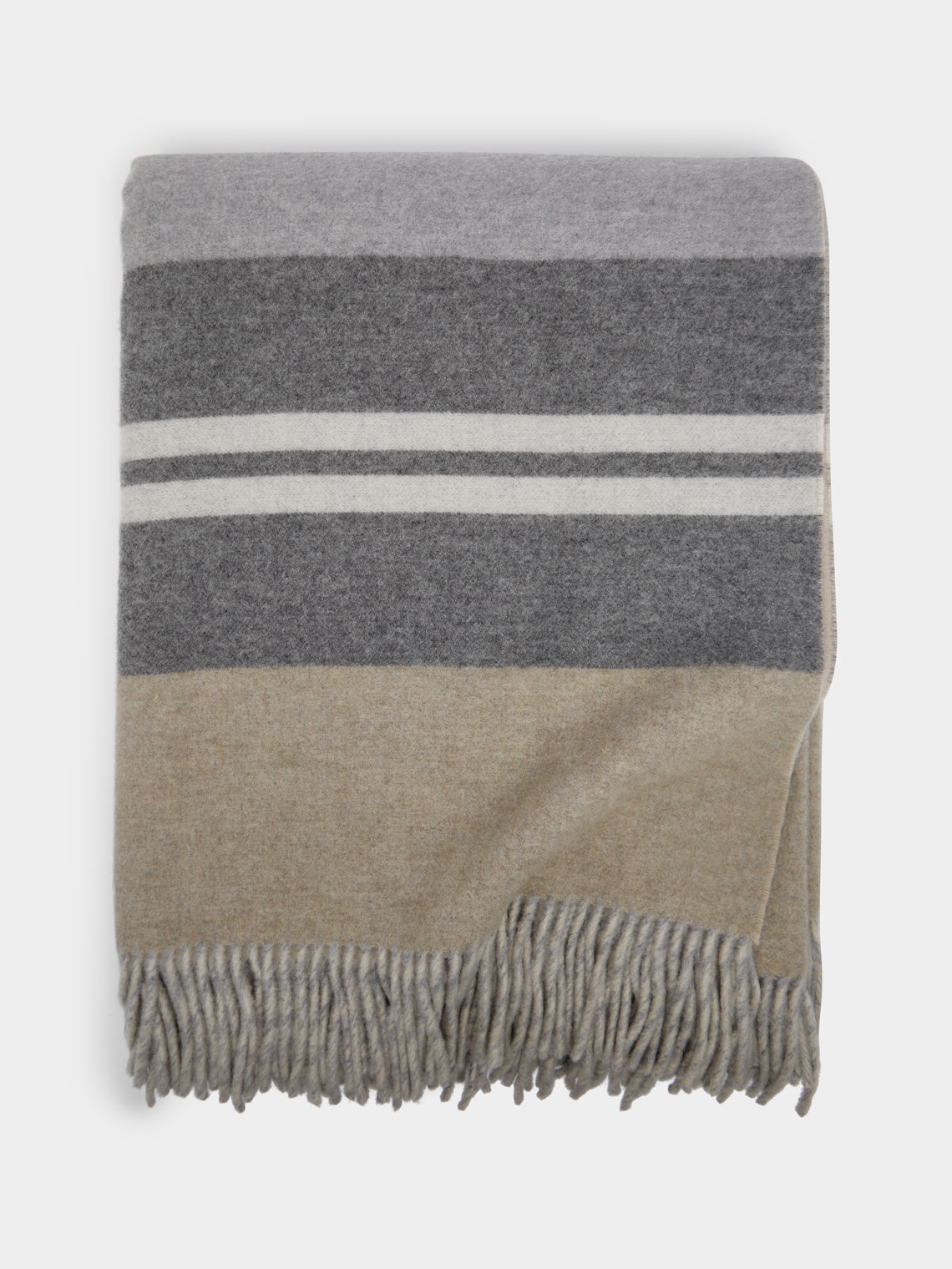 Brunello Cucinelli - Cashmere Striped Blanket - Grey - ABASK - 