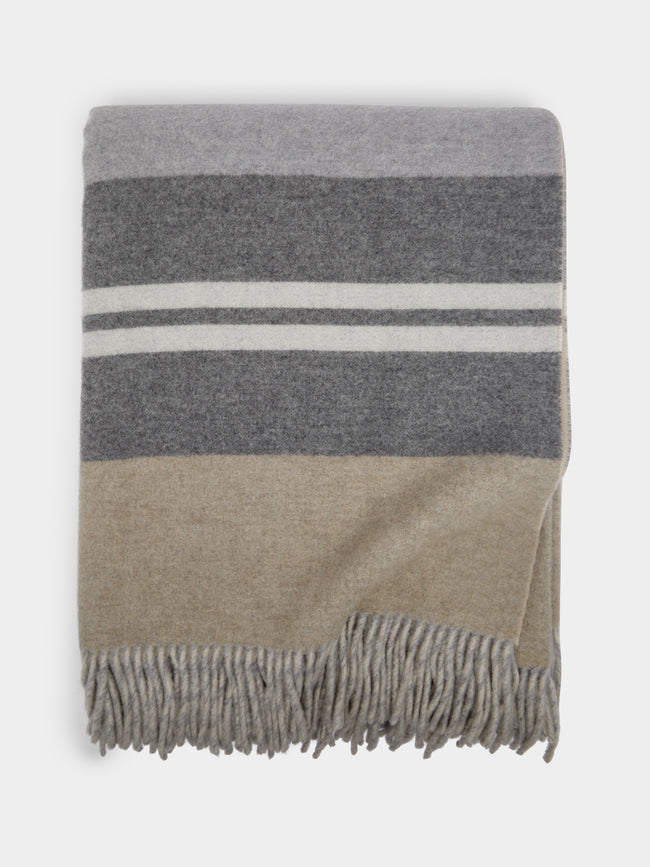 Brunello Cucinelli - Cashmere Striped Blanket - Grey - ABASK - 
