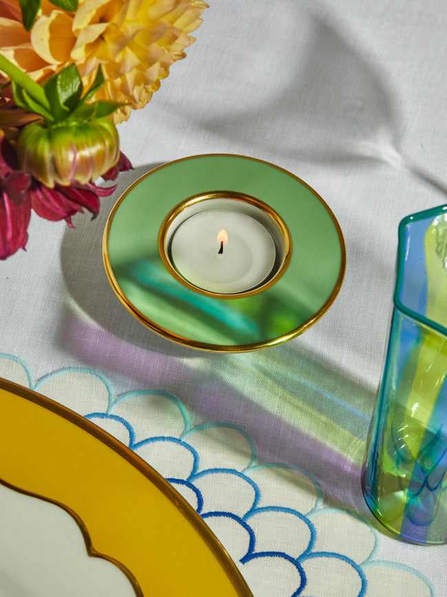 Augarten - Hand-Painted Porcelain Tealight Holder - Green - ABASK