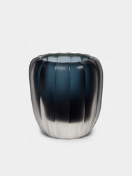 Micheluzzi Glass - Rullo Oceano Ribbed Murano Glass Vase - Blue - ABASK - 