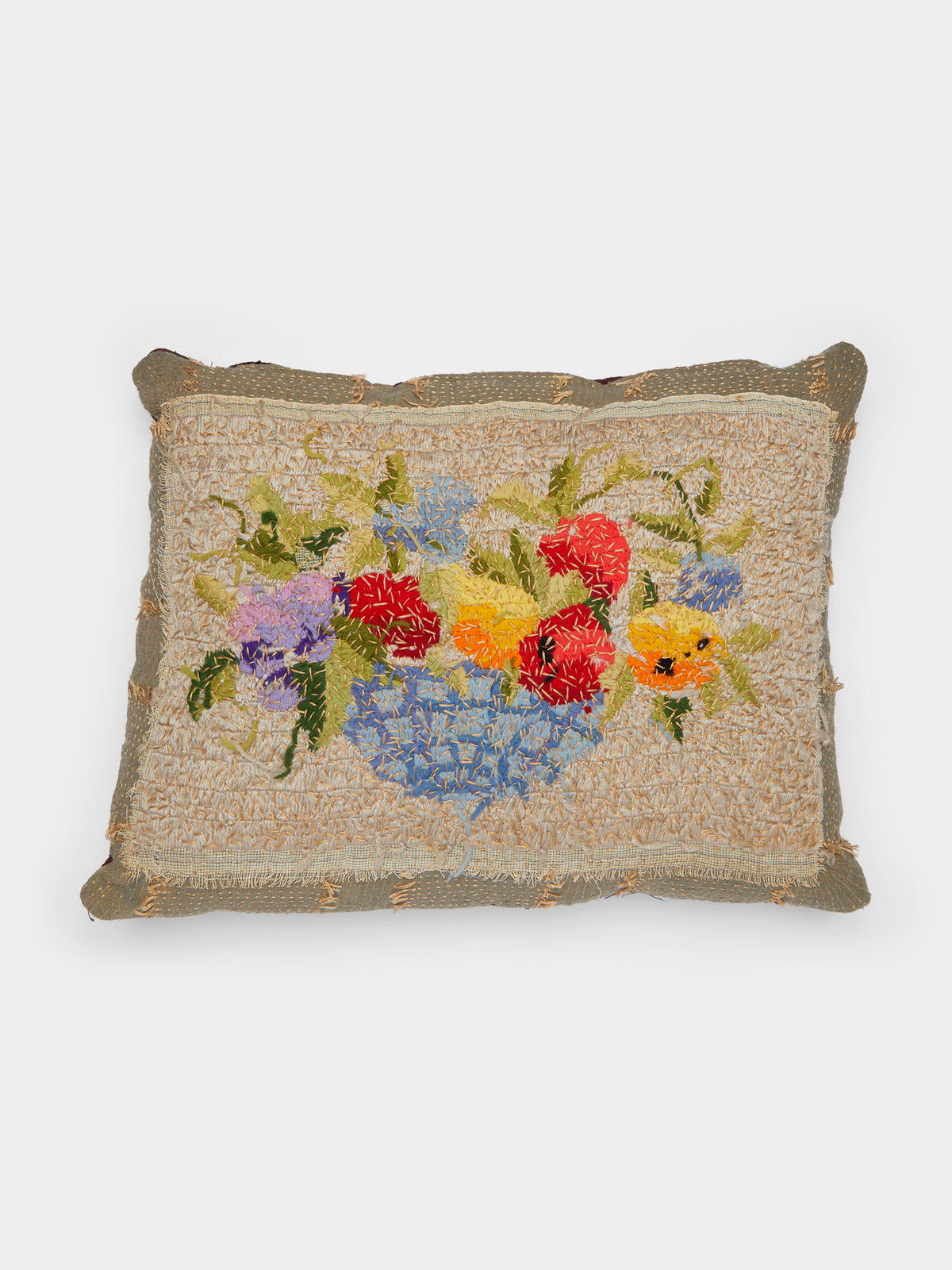 1920s French Needlepoint Linen Cushion