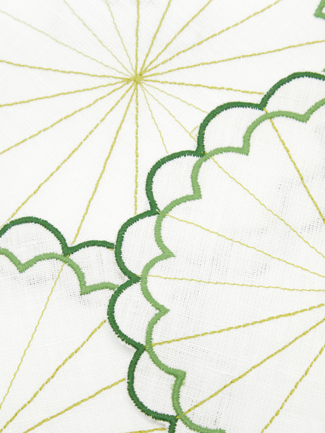 Los Encajeros - Escamas Embroidered Linen Coasters (Set of 6) - Green - ABASK