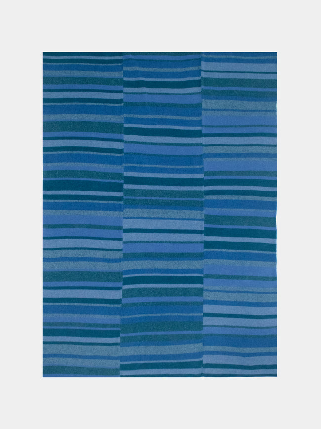 The Elder Statesman - Striped Cashmere Blanket - Blue - ABASK