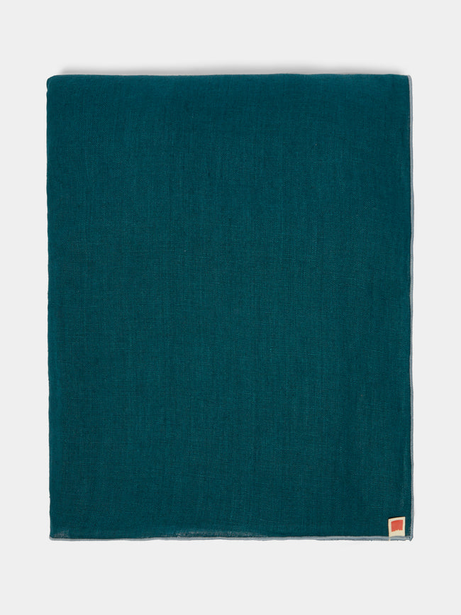 Madre Linen - Contrast Edge Linen Tablecloth - Blue - ABASK - 