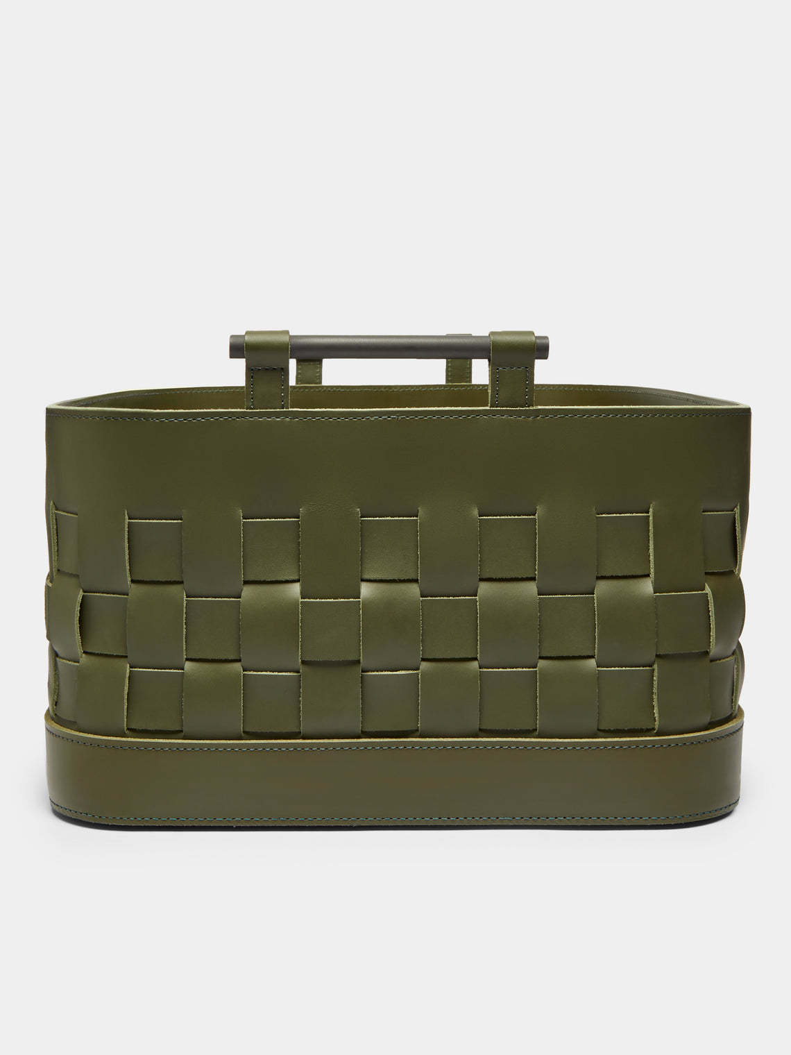 Rabitti 1969 - Ravenna Woven Leather Rectangular Basket - Green - ABASK