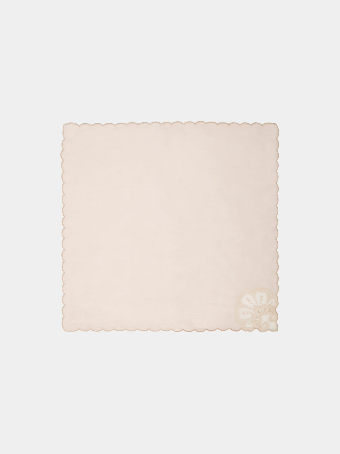 Taf Firenze - Conchiglie Hand-Embroidered Linen Placemats and Napkins (Set of 6) - Light Pink - ABASK