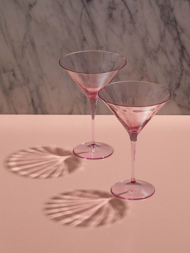 Moser - Optic Crystal Martini Glass (Set of 2) - Pink - ABASK