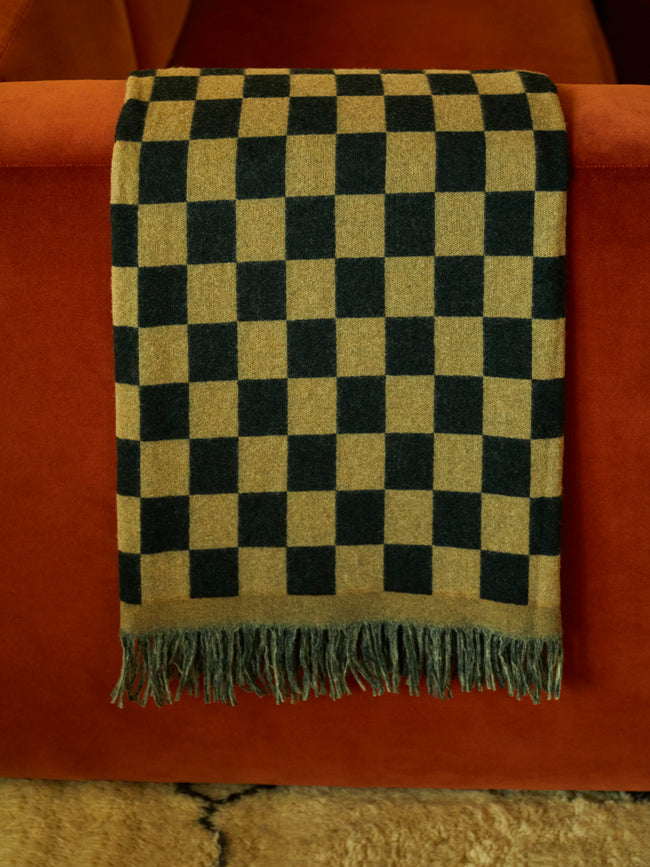 The House of Lyria - Wool Checkboard Throw - Taupe - ABASK