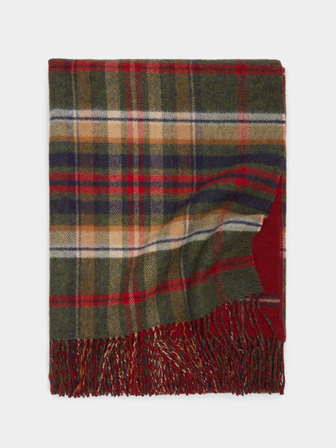 Johnstons of Elgin - Double Faced Check Wool Blanket - Red - ABASK - 