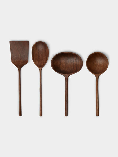 Jaejin Choi - Hand-Carved Walnut Mixed Utensils (Set of 4) -  - ABASK - 