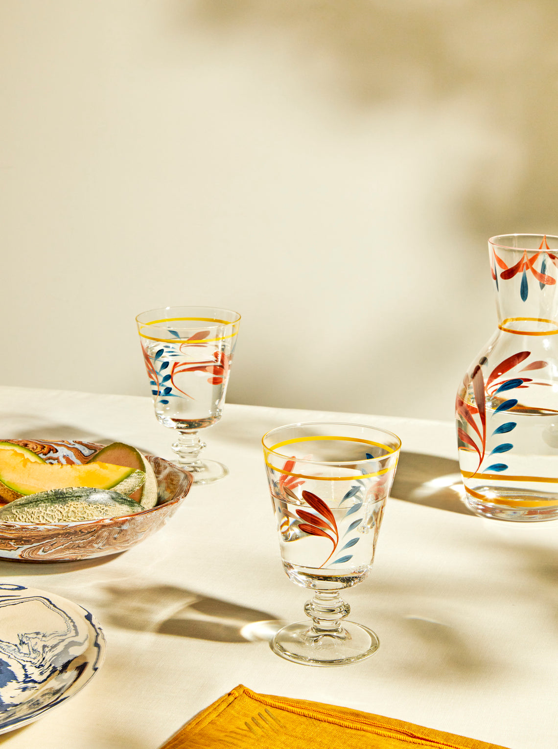 Los Vasos de Agua Clara - Tirol Hand-Painted Stemmed Glass (Set of 6) -  - ABASK