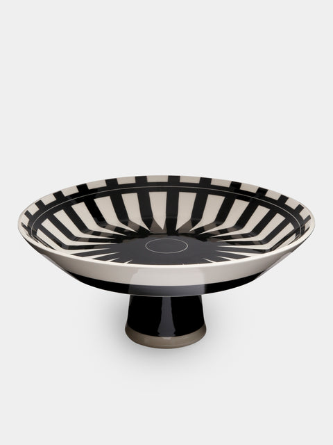 Hedwig Bollhagen - Ritzen Hand-Painted Ceramic Low Pedestal Serving Bowl - Black - ABASK - 