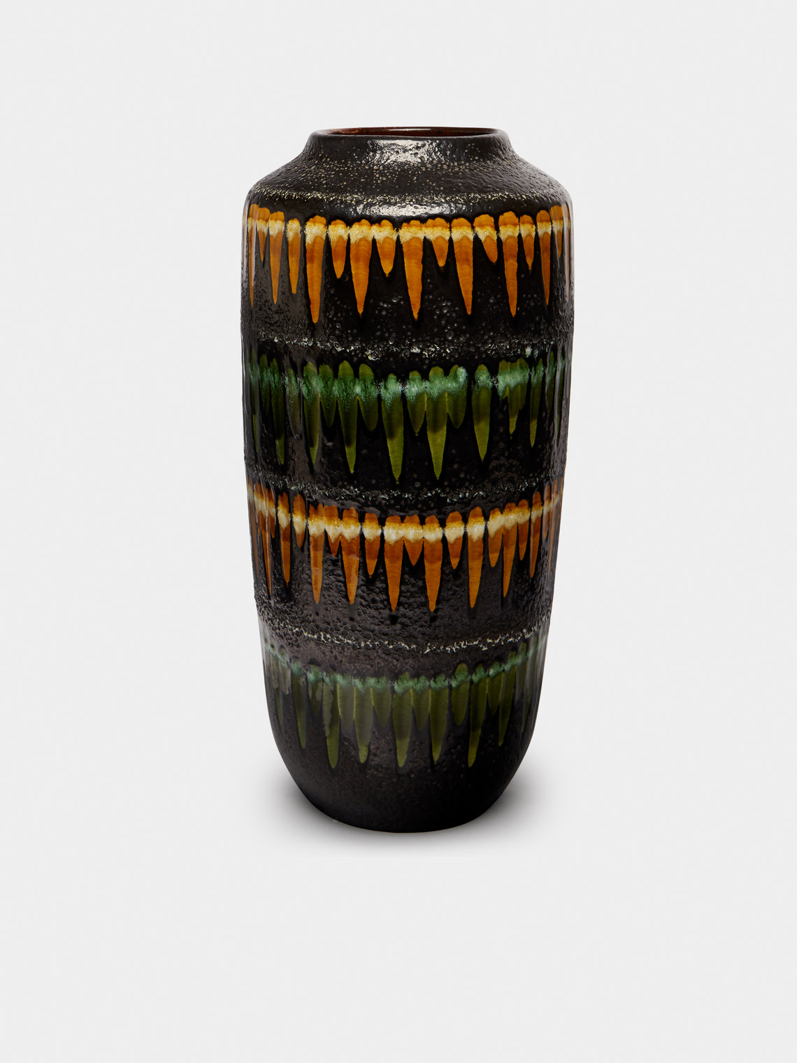 Antique and Vintage - 1950s-1970s Fat Lava Ceramic Vase - Black - ABASK - 
