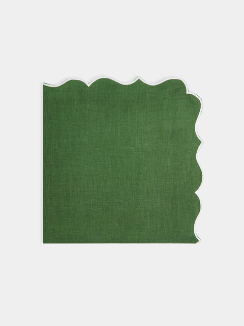 Los Encajeros - Alhambra Linen Napkin (Set of 4) - Green - ABASK - 