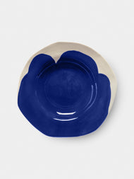 Pottery & Poetry - Hand-Glazed Porcelain Pasta Plates (Set of 4) - Blue - ABASK - 