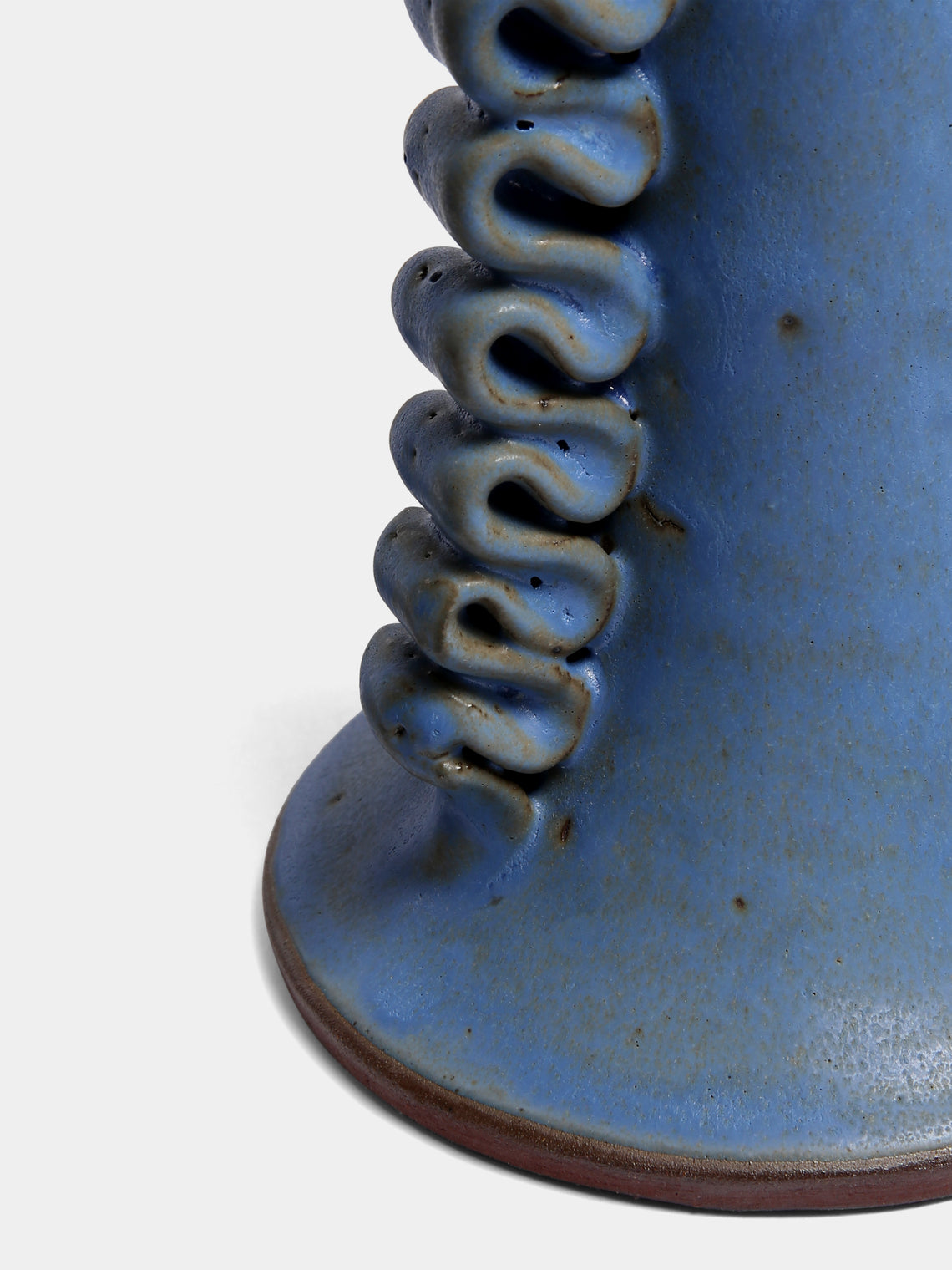 Perla Valtierra - Ribete Hand-Glazed Ceramic Large Candle Holder - Blue - ABASK