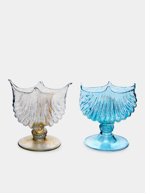 Antique and Vintage - 1950s Salviati & Co Murano Glass Compotes (Set of 2) - Brown - ABASK - 