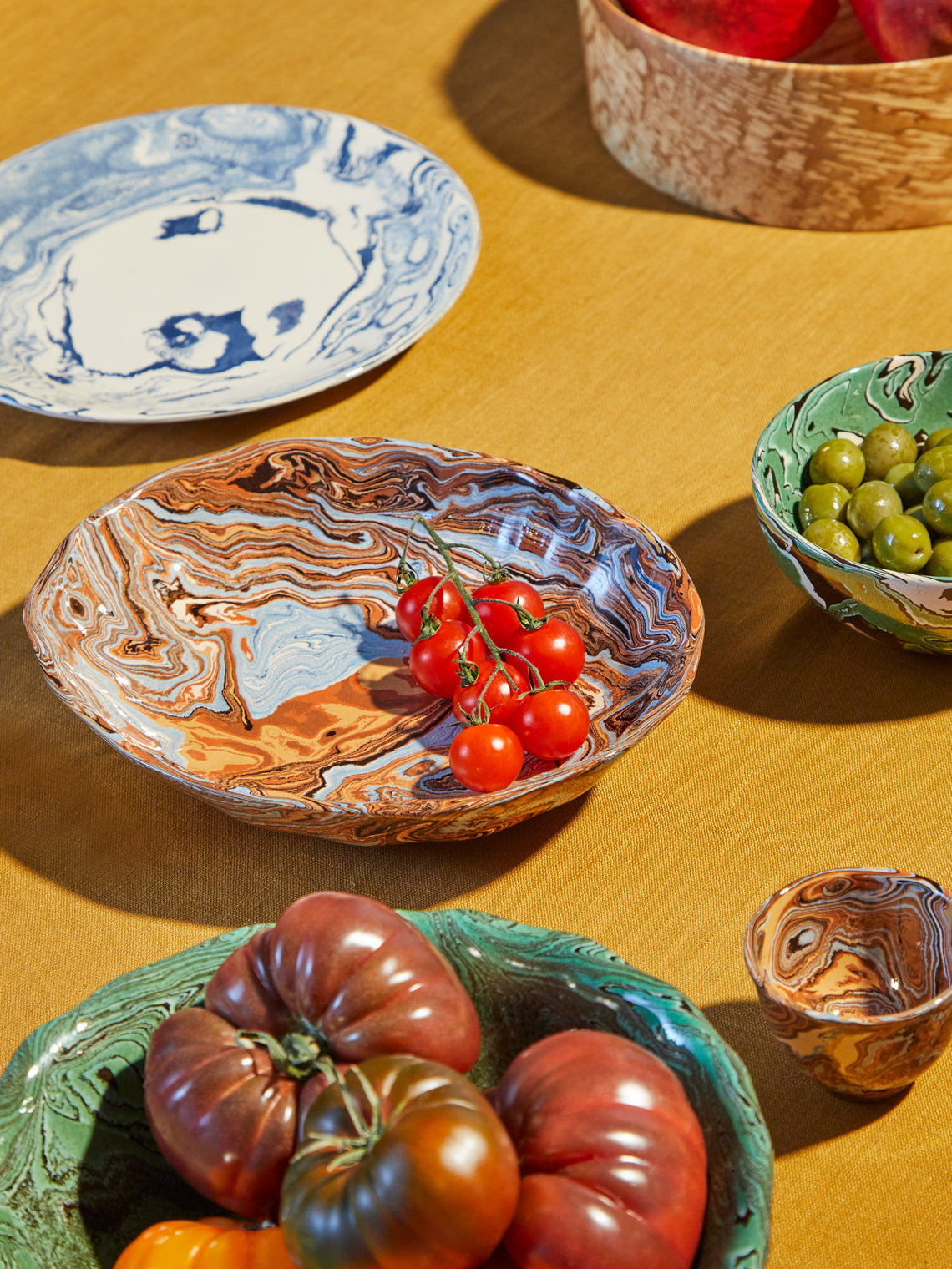 Atelier Saint-André Perrin - Marbled Ceramic Oval Serving Bowl -  - ABASK