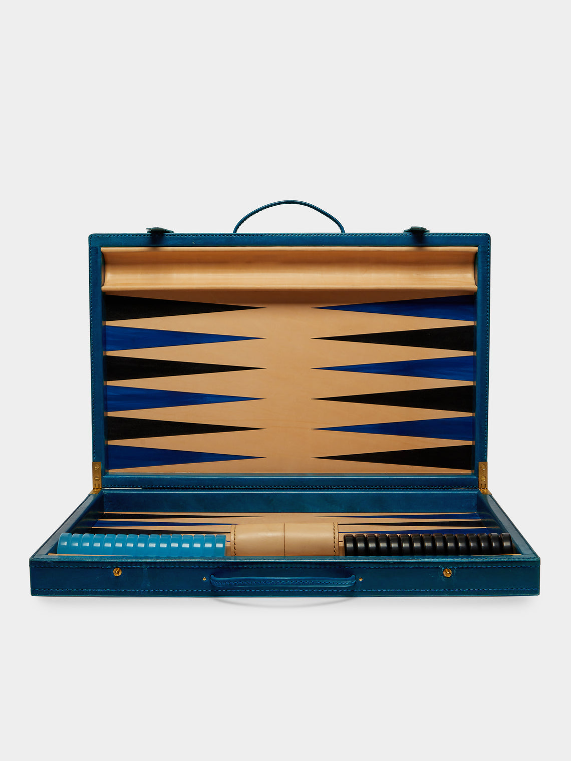 Nick Plant - Wood and Leather Backgammon Set - Blue - ABASK