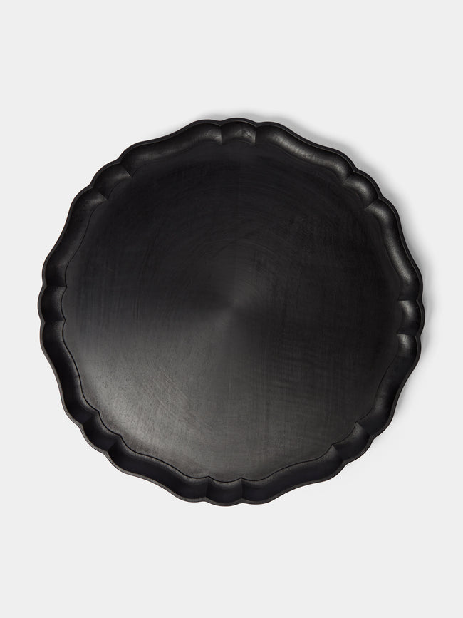 Ifuji - Italian Large Round Wooden Tray - Black - ABASK