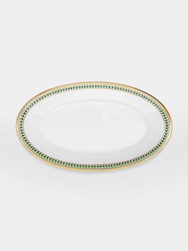 Augarten - Leafed Edge Hand-Painted Porcelain Serving Platter - White - ABASK - 