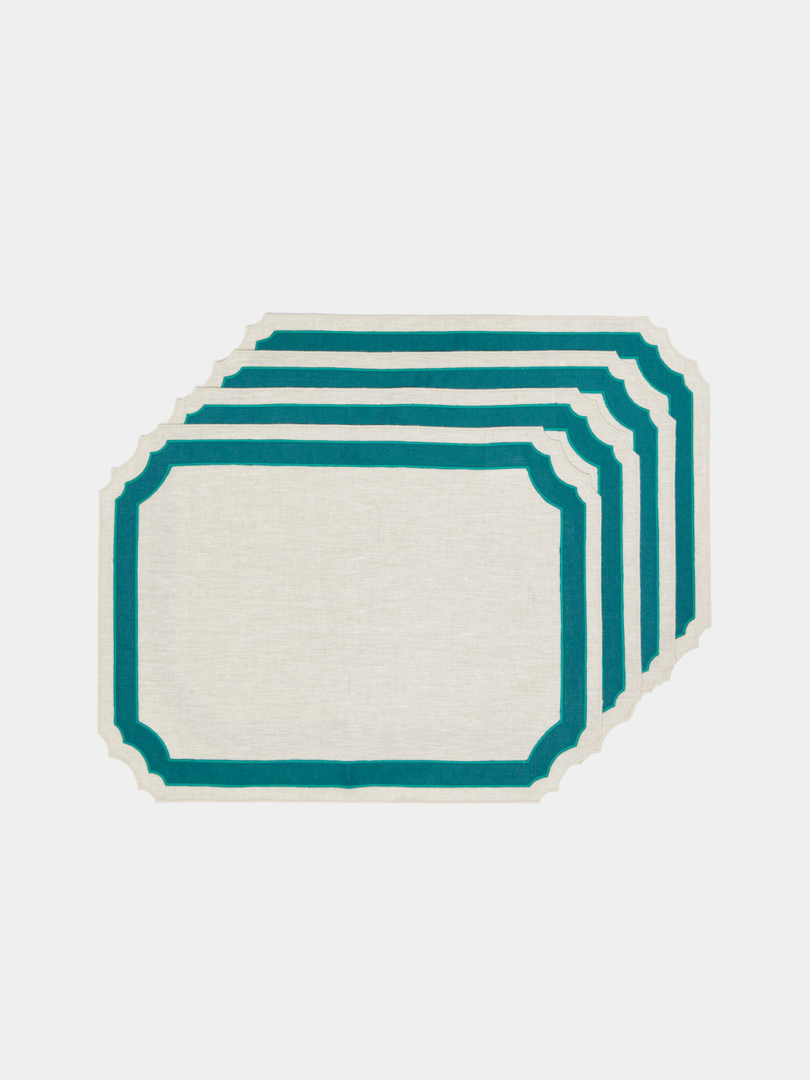 Los Encajeros - Vega Embroidered Linen Placemats (Set of 4) - Beige - ABASK