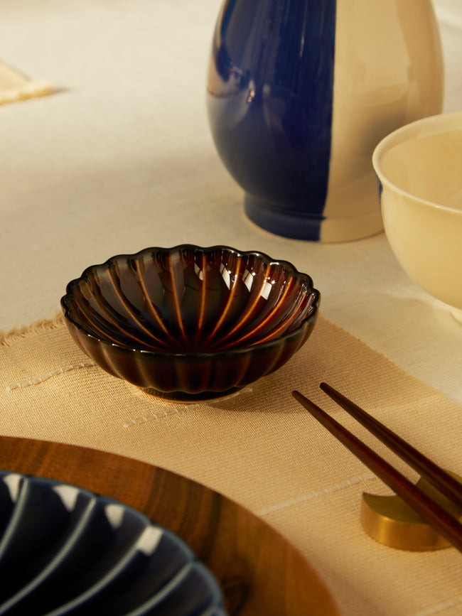 Kaneko Kohyo - Giyaman Urushi Ceramic Condiment Bowls (Set of 4) - Brown - ABASK