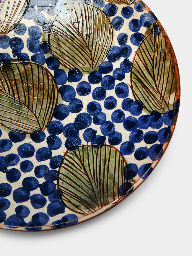 Malaika - Leaves Hand-Painted Plate (Set of 4) - Blue - ABASK