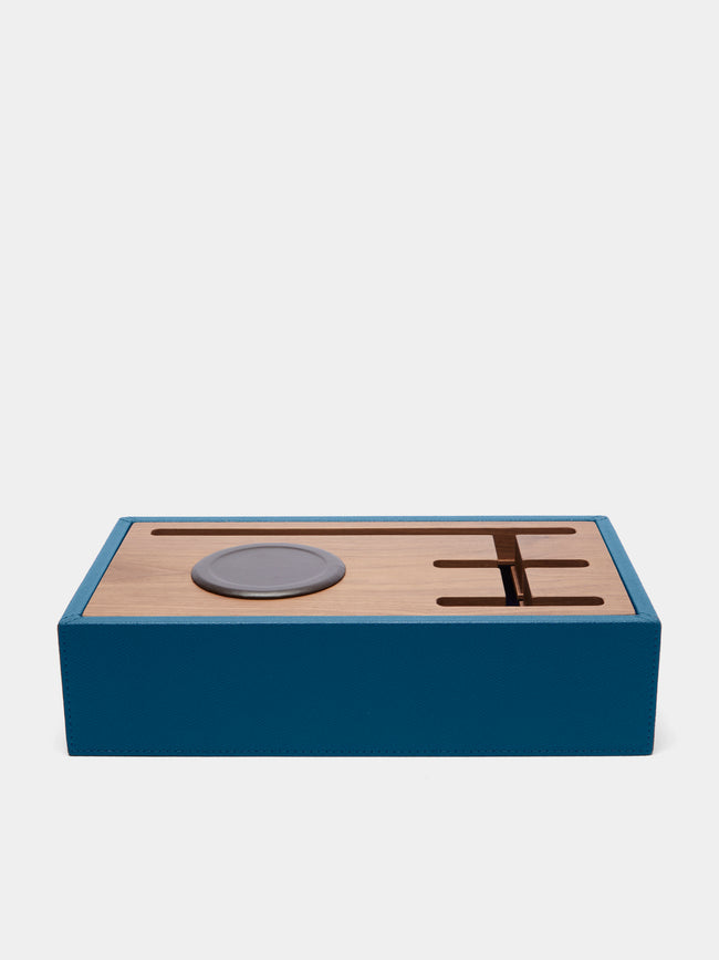 Giobagnara - Simon Leather and Wood Wireless Charging Station - Blue - ABASK - 