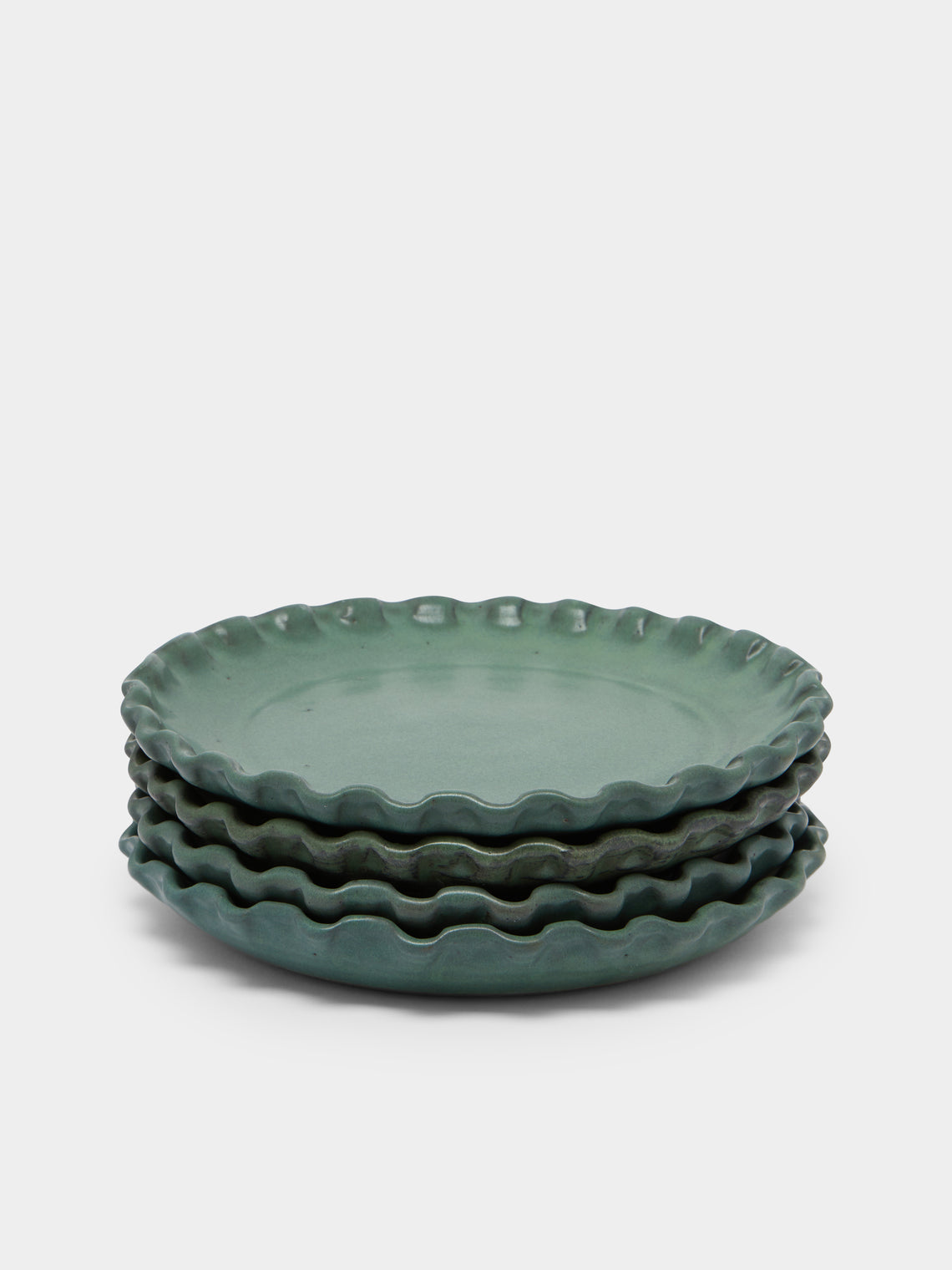 Perla Valtierra - Hand-Glazed Ceramic Dinner Plates (Set of 4) - Green - ABASK