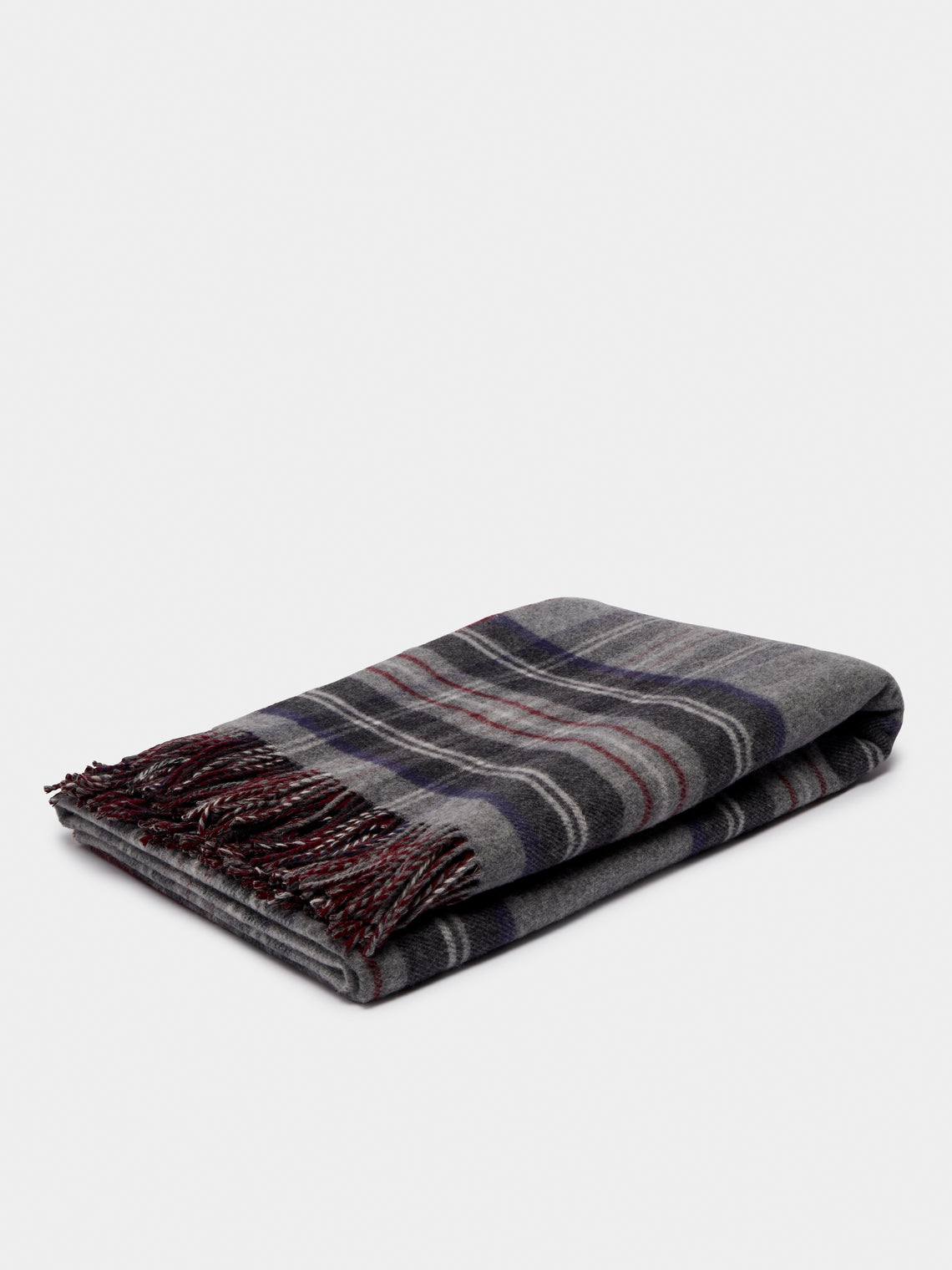 Johnstons of Elgin - Double Faced Check Wool Blanket - Red - ABASK