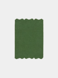 Los Encajeros - Alhambra Embroidered Linen Cocktail Napkins (Set of 6) - Green - ABASK - 