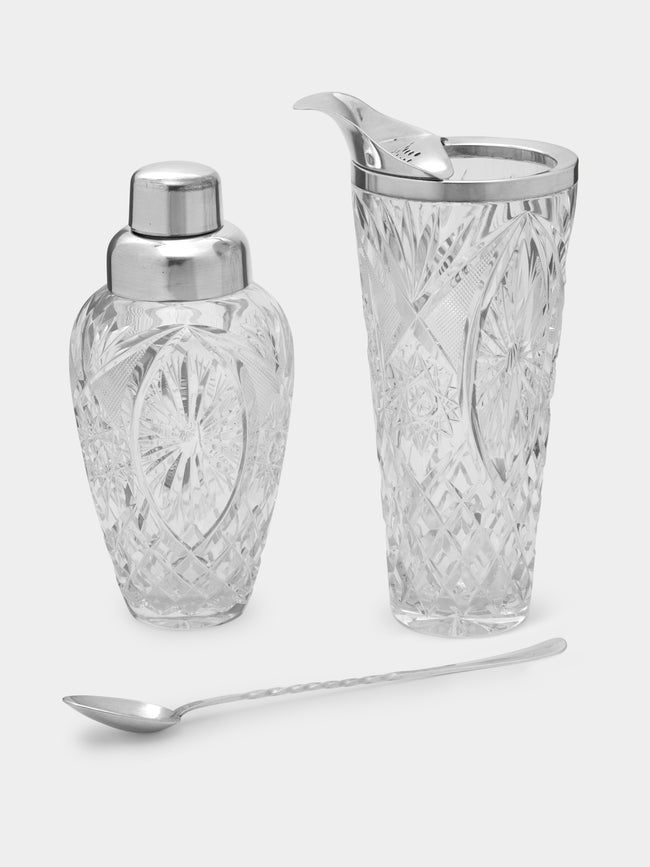 Antique and Vintage - 1960s Cut Crystal & Silver-Plated Cocktail Set -  - ABASK - 