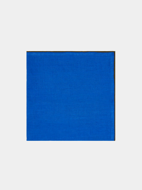 Madre Linen - Contrast Edge Linen Napkin (Set of 4) - Blue - ABASK - 