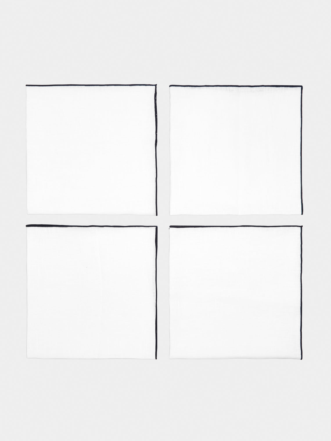 Madre Linen - Contrast Edge Linen Napkin (Set of 4) - White - ABASK