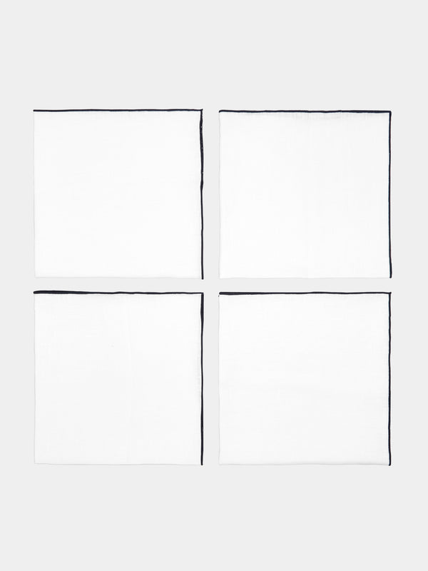 Madre Linen - Hand-Dyed Linen Contrast-Edge Napkins (Set of 4) -  - ABASK