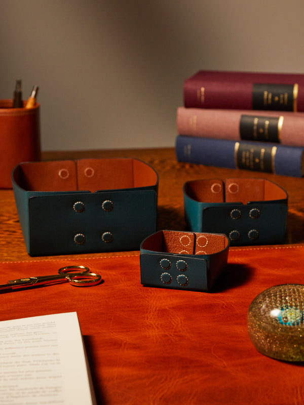 Métier - Leather Reversible Collapsible Boxes (Set of 3) -  - ABASK