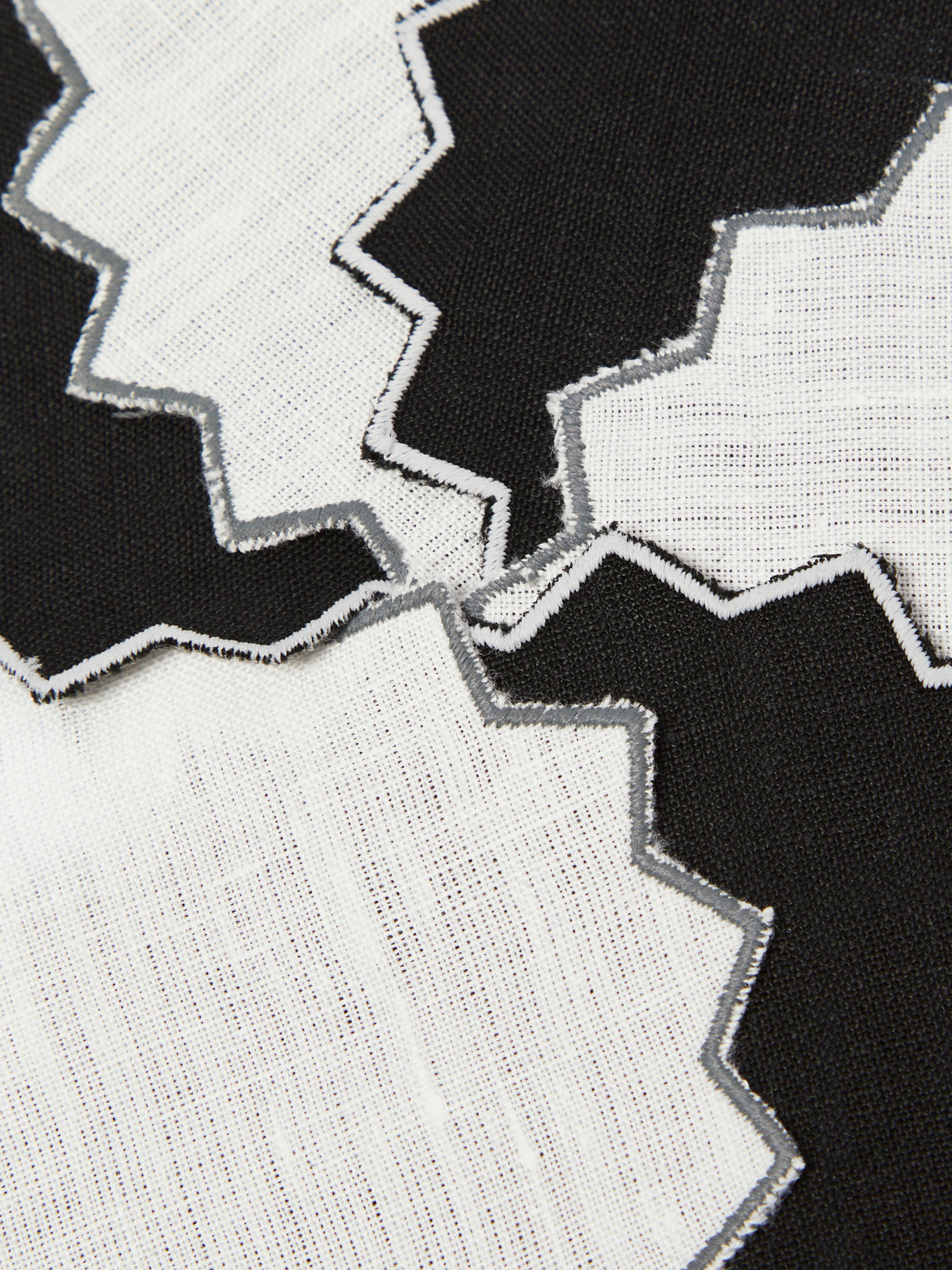 Los Encajeros - Triangu Embroidered Linen Coasters (Set of 6) - Black - ABASK
