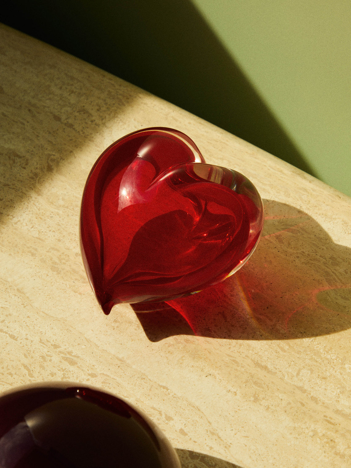 Giberto - Murano Glass Heart Paperweight - Red - ABASK