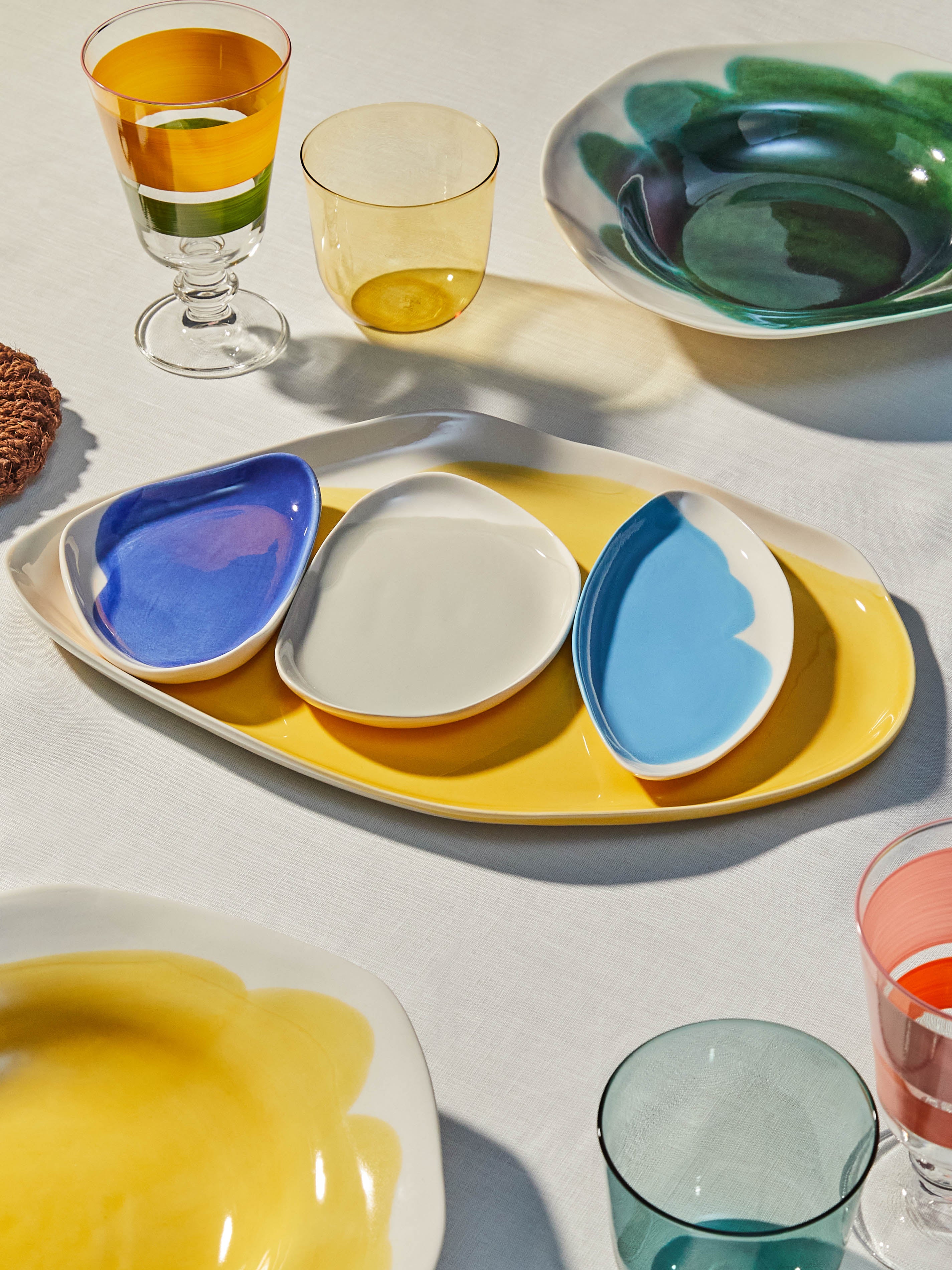 Hand-Glazed Porcelain Long Serving Tray