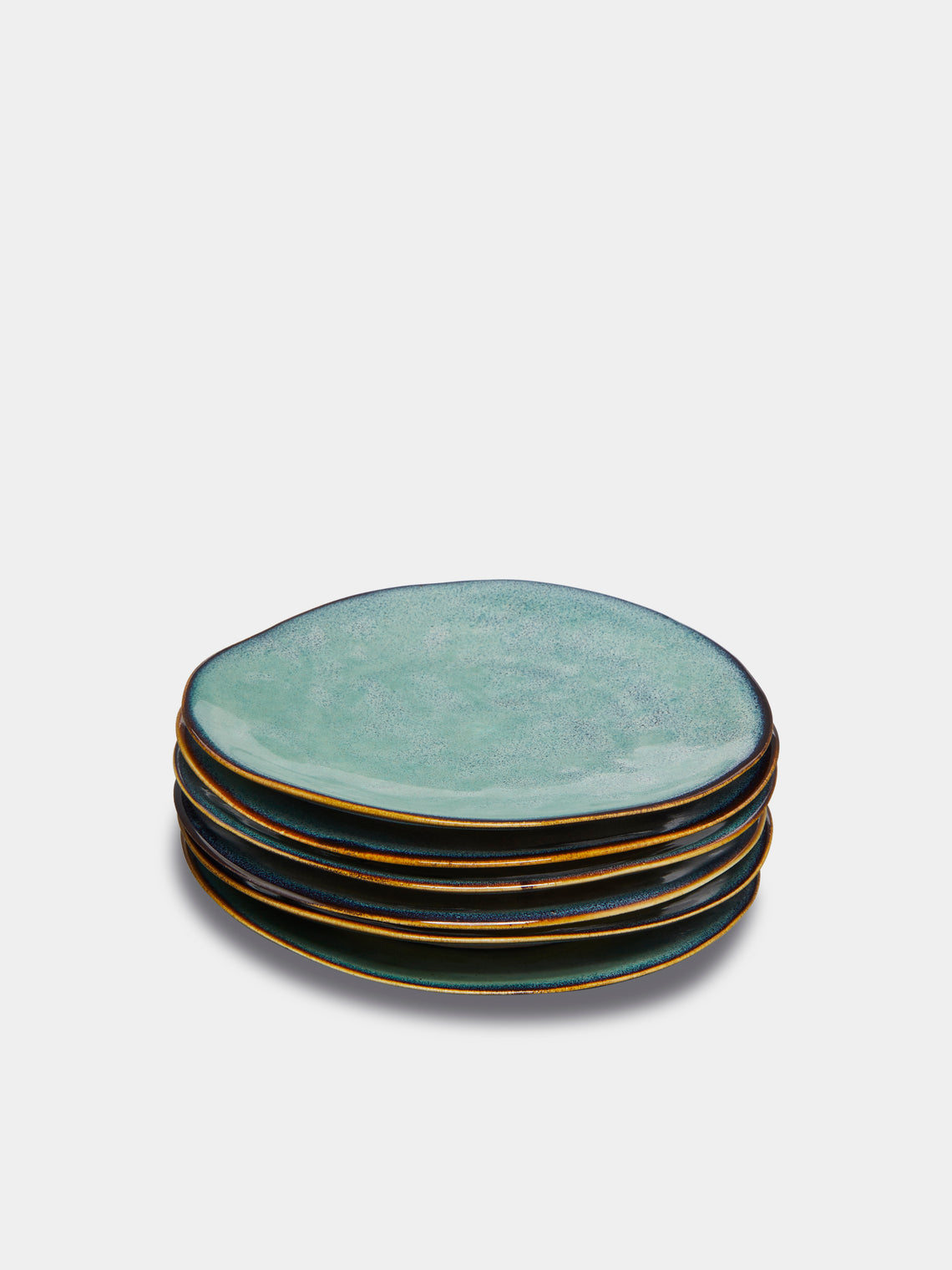 Mervyn Gers Ceramics - Hand-Glazed Ceramic Side Plates (Set of 6) - Blue - ABASK