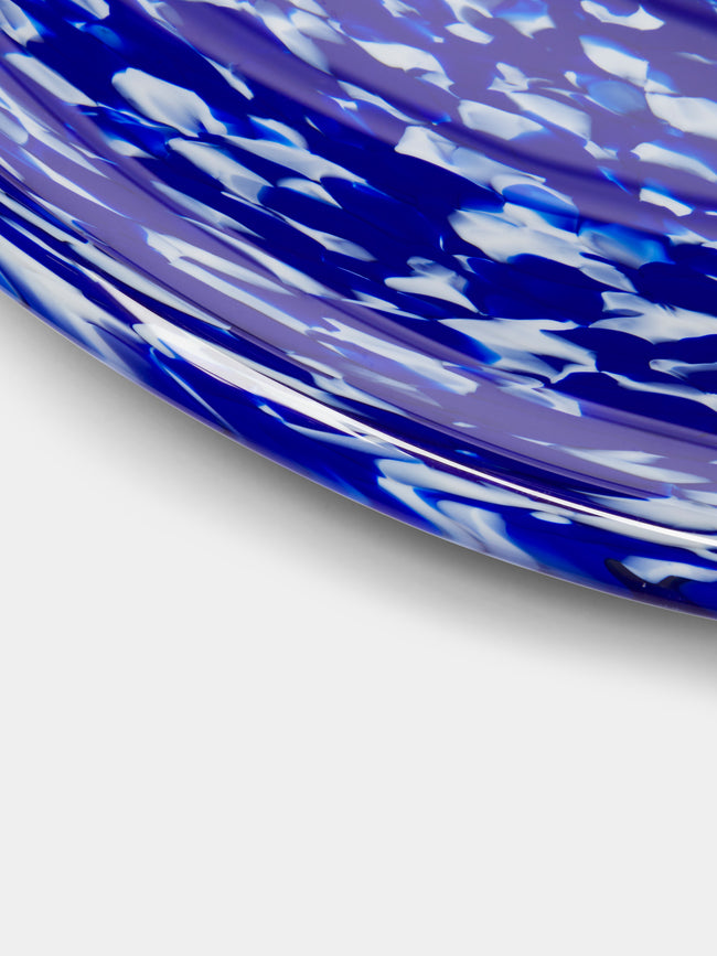 Stories of Italy - Macchia su Macchia Hand-Blown Murano Glass Large Tray - Blue - ABASK